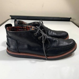 TOMS Chukka Boots Mens Size 12 Black Full Grain Leather Casual Shoes - worn once